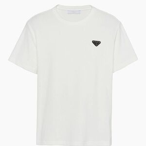 Prada Terry White T-Shirt with Logo